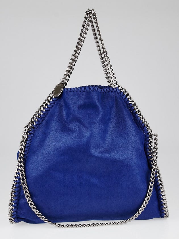 Stella McCartney Cobalt Shaggy Deer Faux-Leather Falabella Fold Over Tote Bag