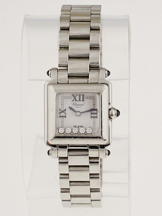 Chopard Stainless Steel Happy Sport Floating Diamonds Square Watch