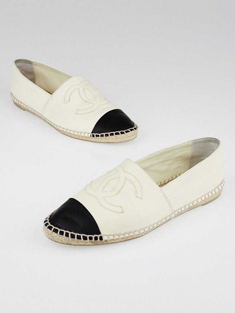 white and black chanel flats 38