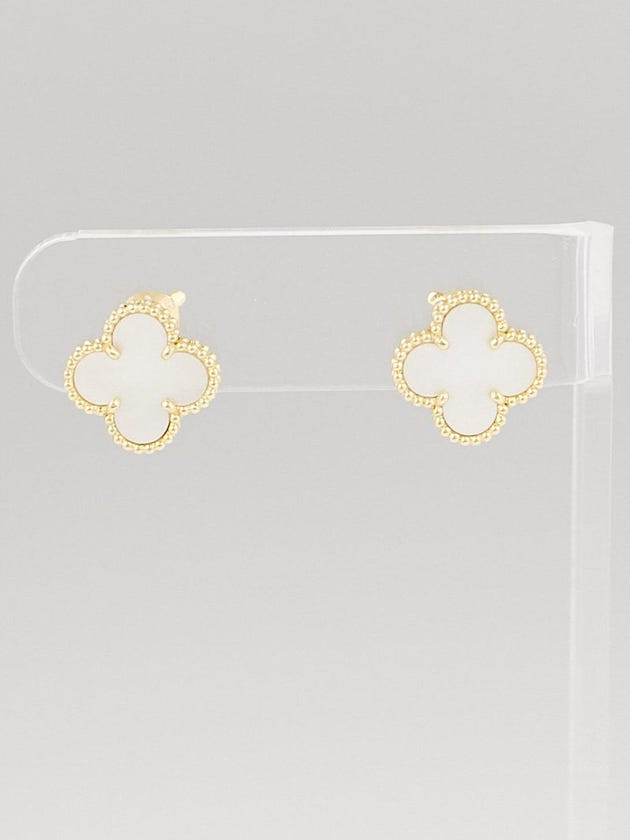 Van Cleef & Arpels 18k Yellow Gold and Mother-of-Pearl Vintage Alhambra Earrings