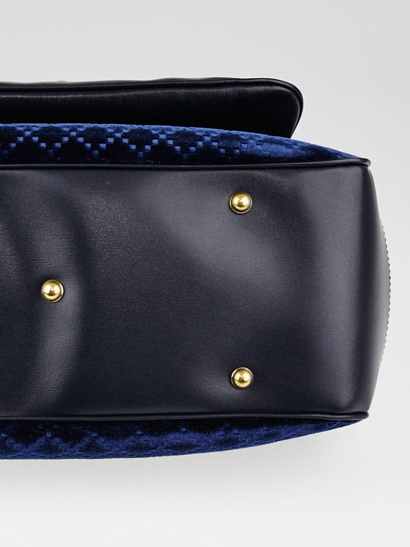 eRiNGo　0507 Gucci Blue Diamante Velvet and Leather Lady Stirrup Top