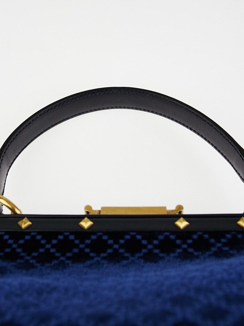 eRiNGo　0507 Gucci Blue Diamante Velvet and Leather Lady Stirrup Top