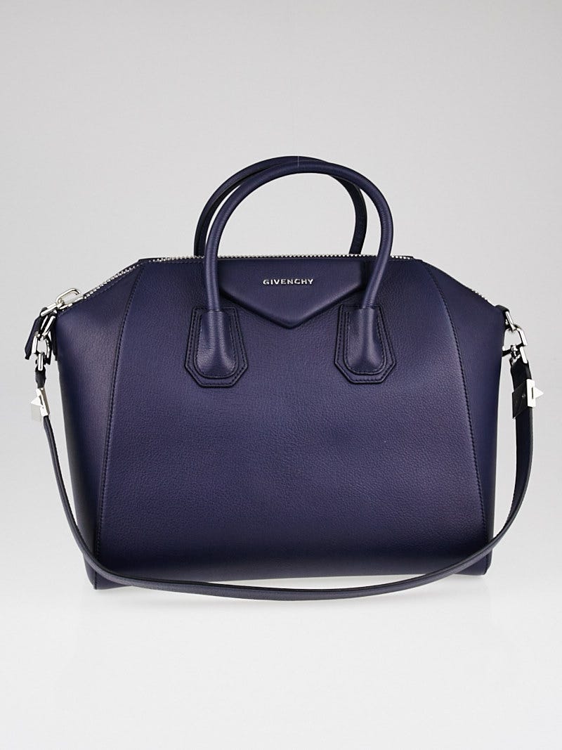 Givenchy Navy Blue Sugar Goatskin Leather Medium Antigona Bag