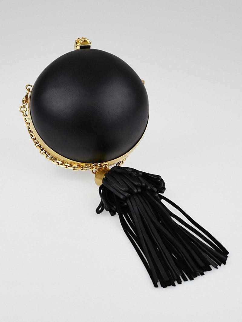 Alexander McQueen Black Leather Sphere Skull Clutch Bag Yoogi s Closet