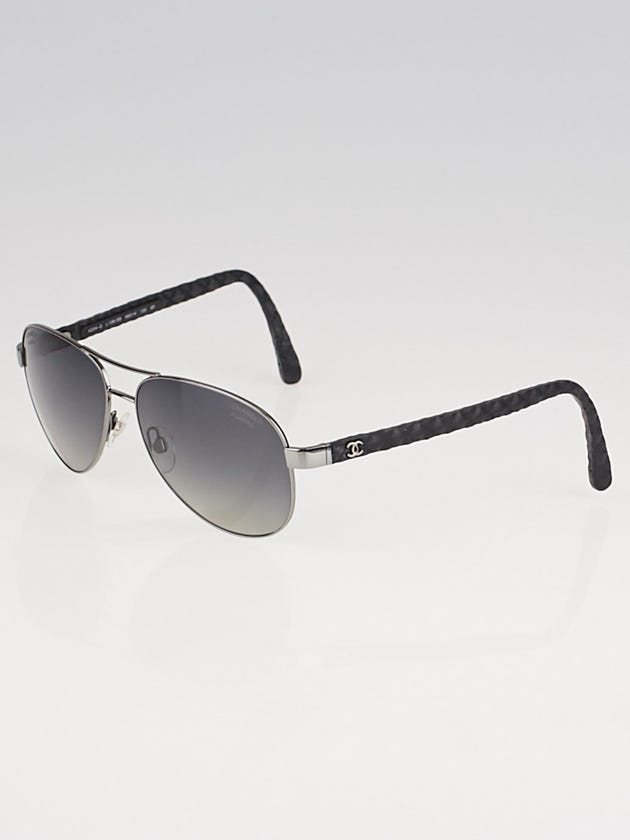 Chanel Silvertone Metal Frame Aviator Sunglasses-4204-Q