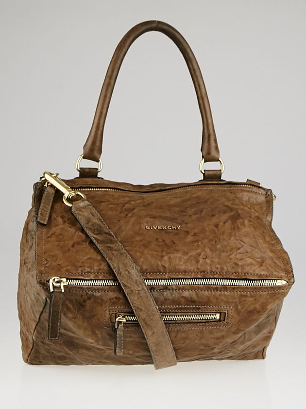 Givenchy Charcoal Wrinkled Sheepskin Leather Medium Pandora Bag