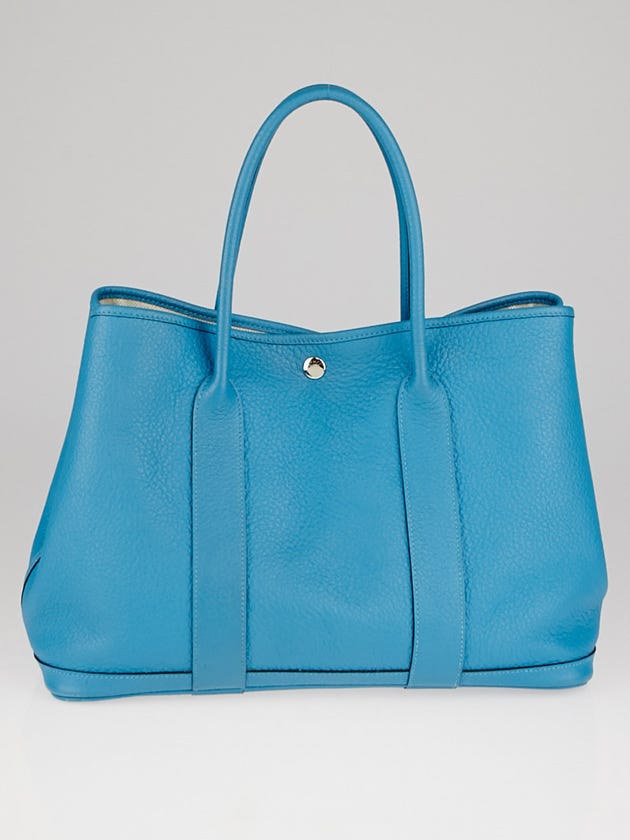 Hermes Turquoise Negonda Leather Garden Party 36 Bag