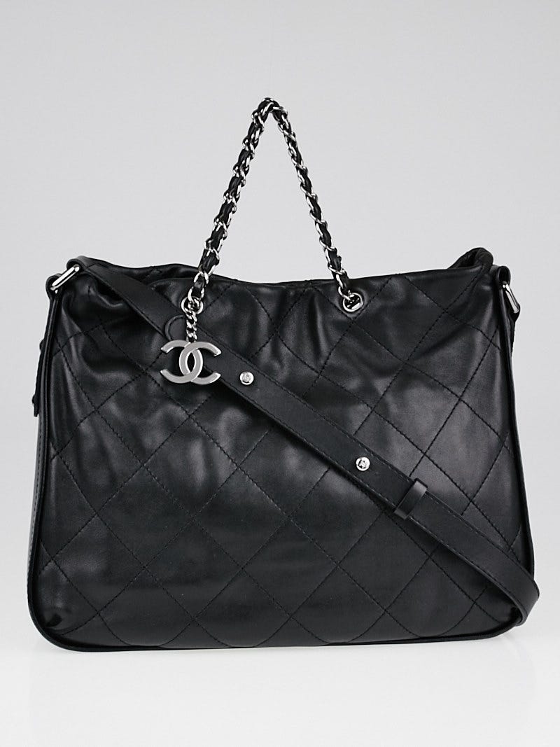 Chanel Black Quilted Leather Button Up Hobo Bag - Yoogi's Closet