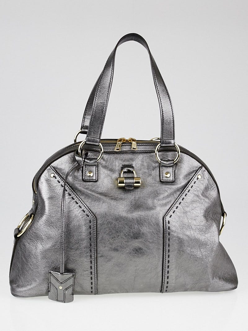 Yves Saint Laurent Metallic Silver Chevre Leather Large Muse Bag - Yoogi's  Closet