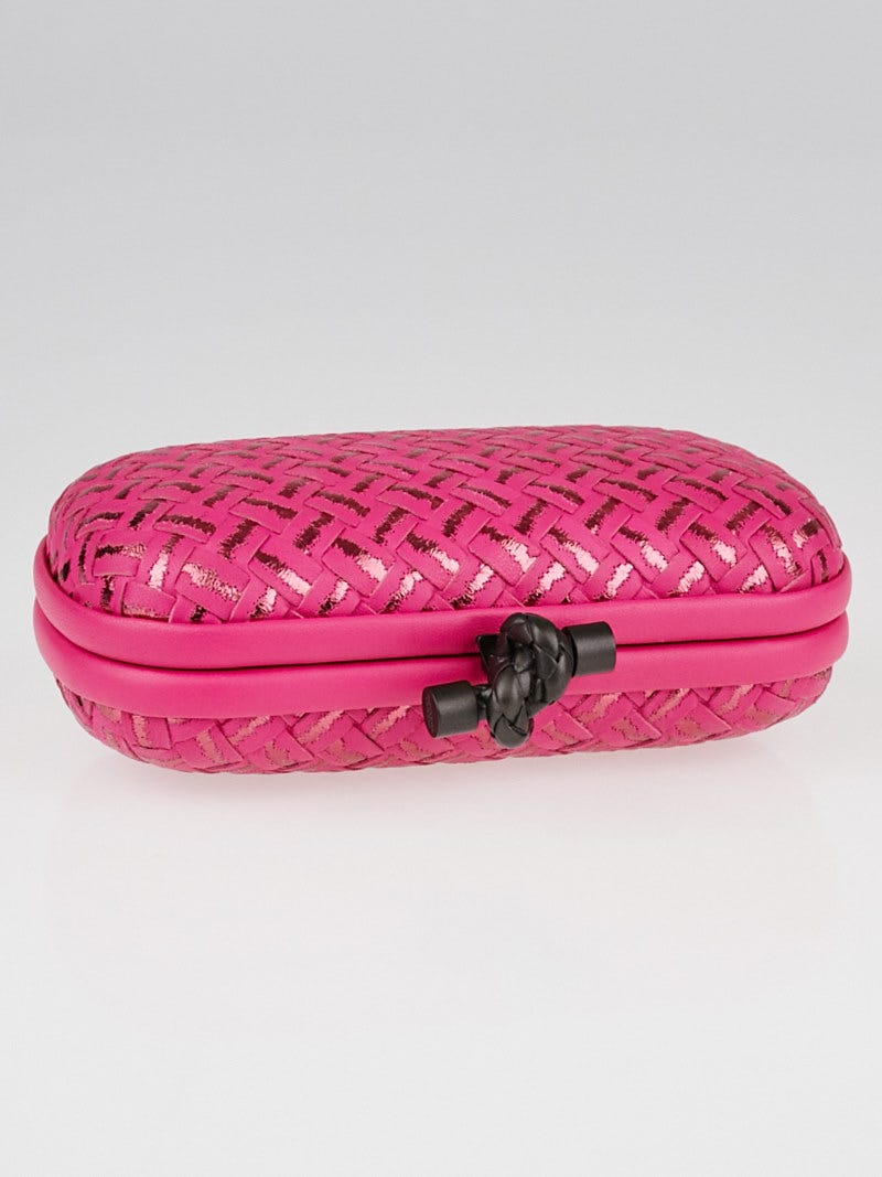 Bottega Veneta Hot Pink Metallic Intrecciato Woven Leather Bottega Veneta Hot Pink Metallic Intrecciato Woven Leather