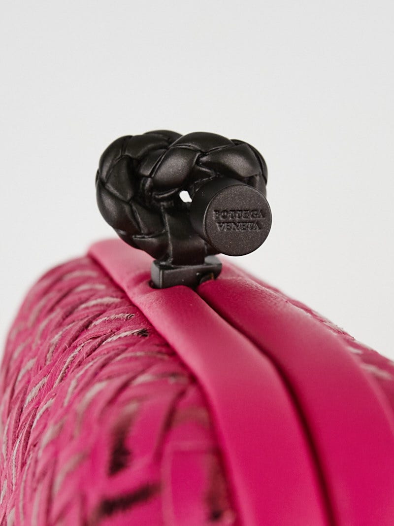 Bottega Veneta Hot Pink Metallic Intrecciato Woven Leather Bottega Veneta Hot Pink Metallic Intrecciato Woven Leather