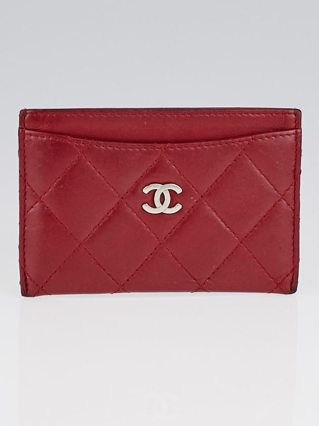 Chanel Red Quilted Lambskin Leather CC Card Holder