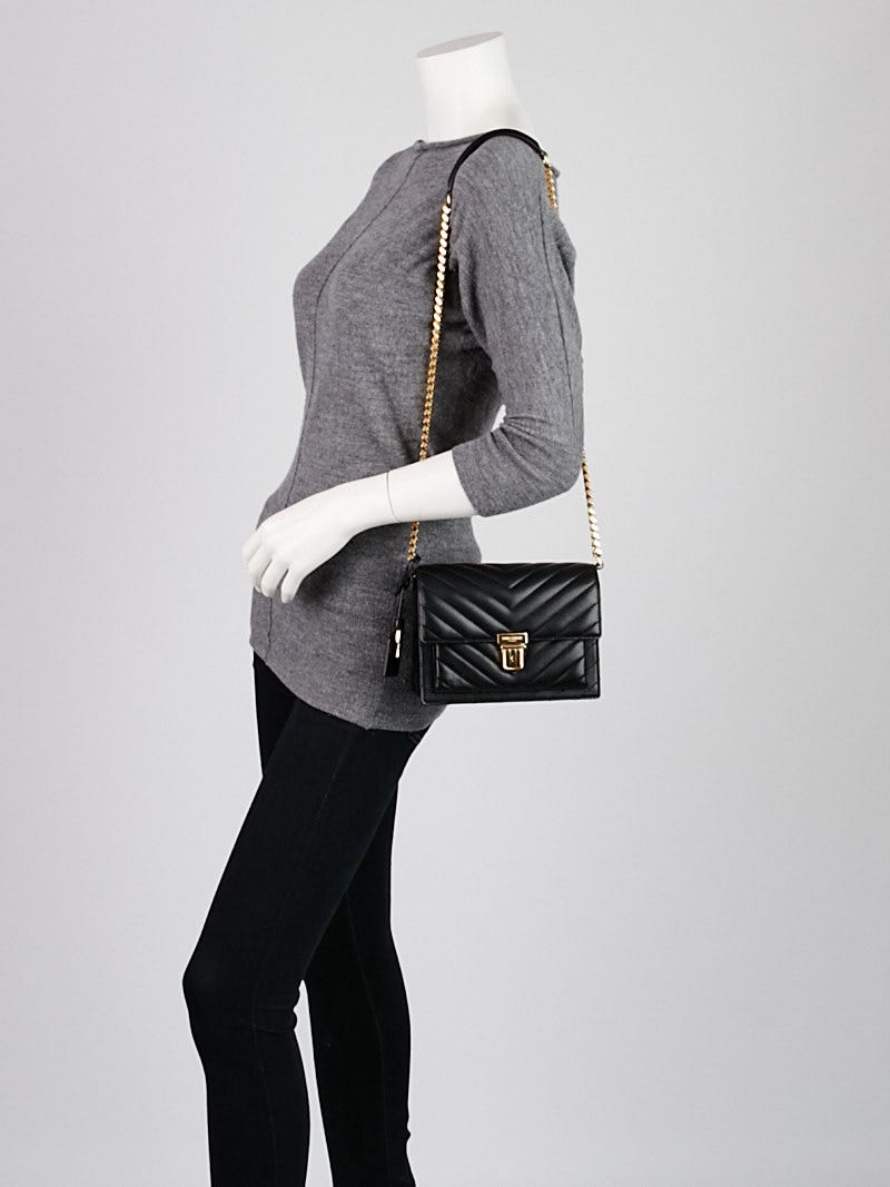 Yves Saint Laurent Black Matelasse Lambskin Leather Small High
