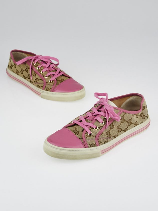 Gucci Beige/Pink GG Canvas Cap Toe Sneakers Size 10.5/41