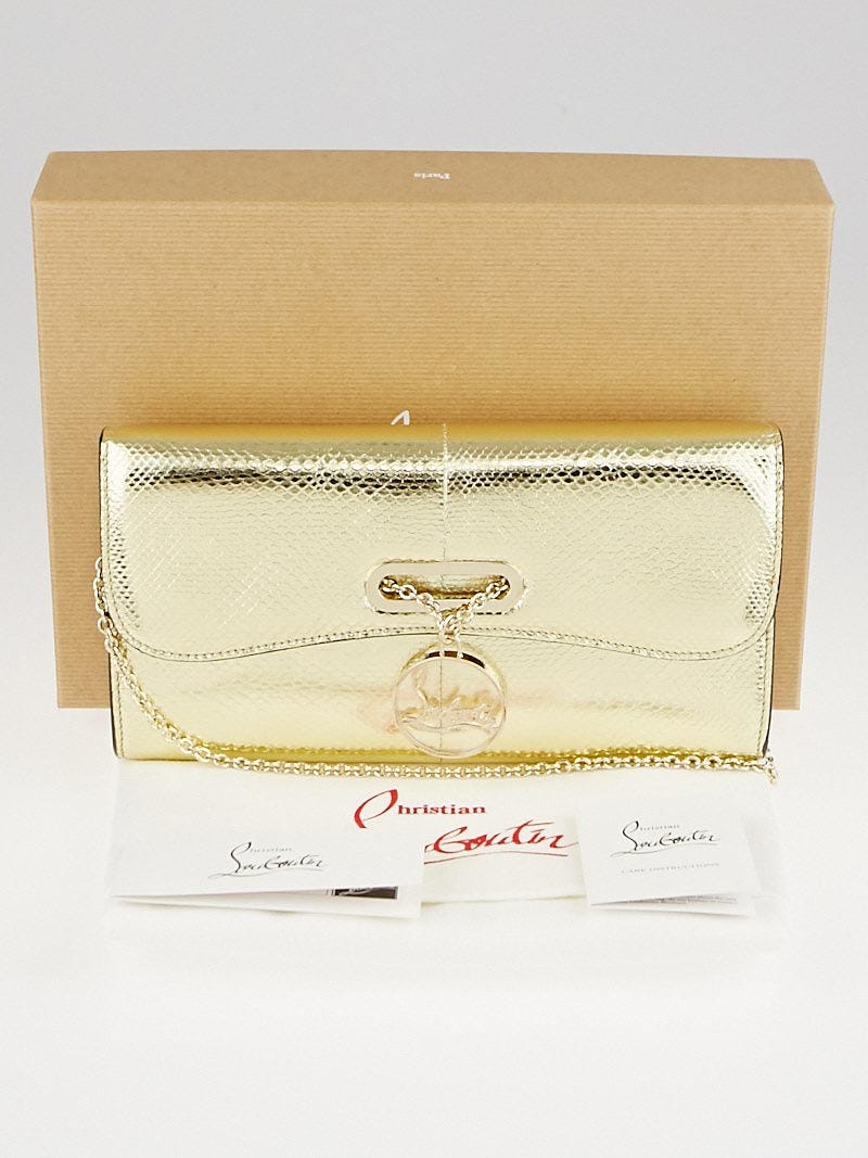 Christian Louboutin Gold Python Riviera Clutch Bag Yoogi s Closet