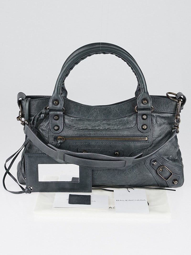Balenciaga Anthracite Lambskin Leather Motorcycle First Bag Yoogi s Closet