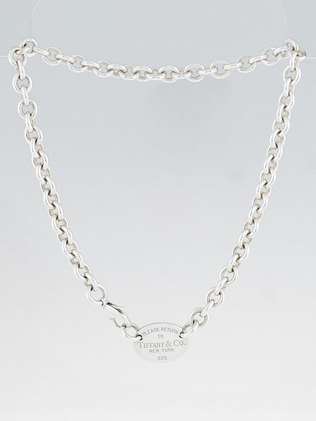 Tiffany & Co. Sterling Silver Return to Tiffany Oval Tag Choker Necklace