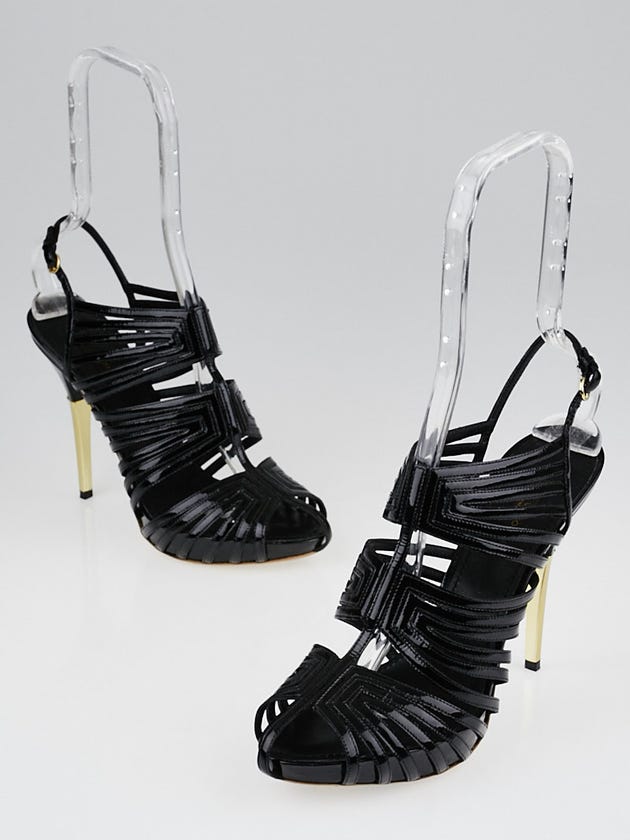 Louis Vuitton Black Patent Leather Marbella Strappy Sandals Size 8/38.5