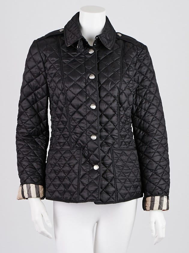 Burberry Brit Black Quilted Nylon Kencott Jacket Size M
