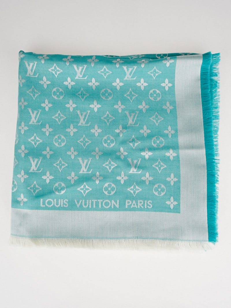 Louis Vuitton Dark Blue Monogram Silk/Wool Shawl Scarf - Yoogi's