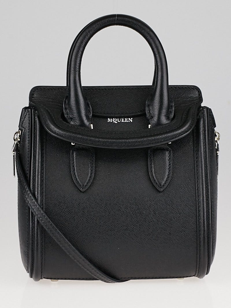 Alexander McQueen Black Grained Leather Heroine Bag Yoogi s Closet