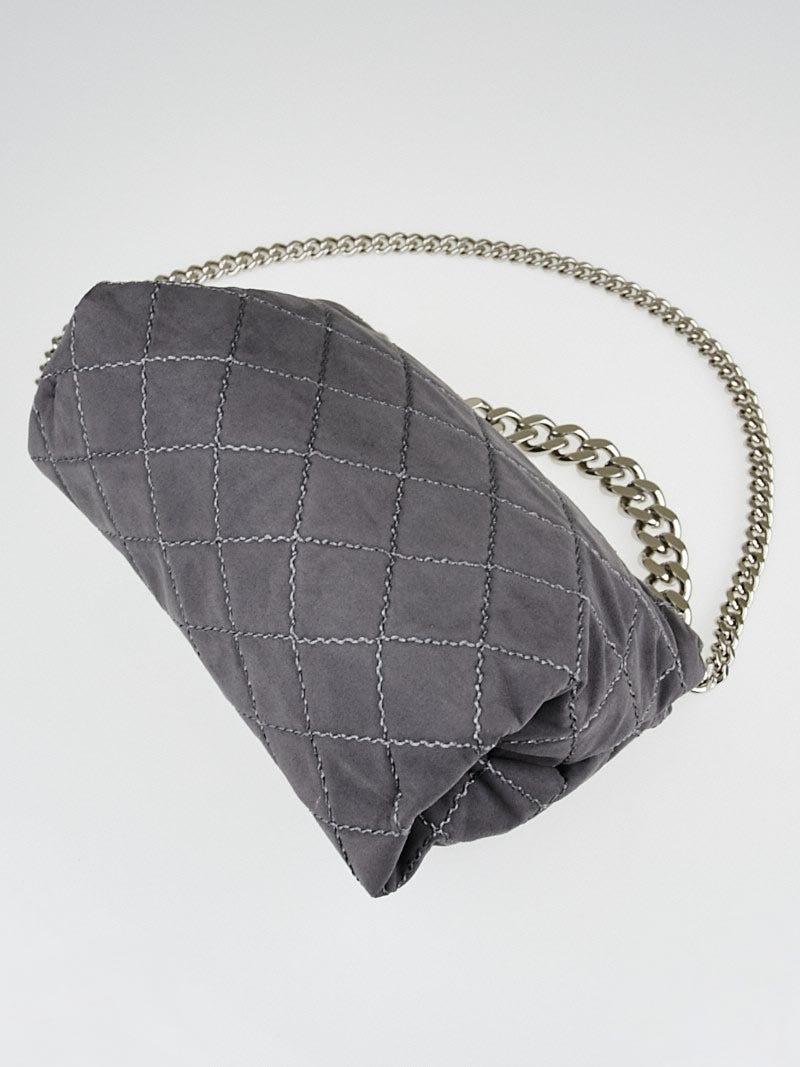Stella McCartney Grey Shaggy Deer Quilted Faux Leather Becks Small