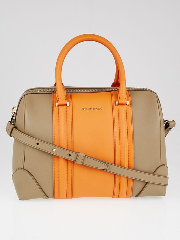 Givenchy Beige/Orange Leather Medium Lucrezia Duffle Bag