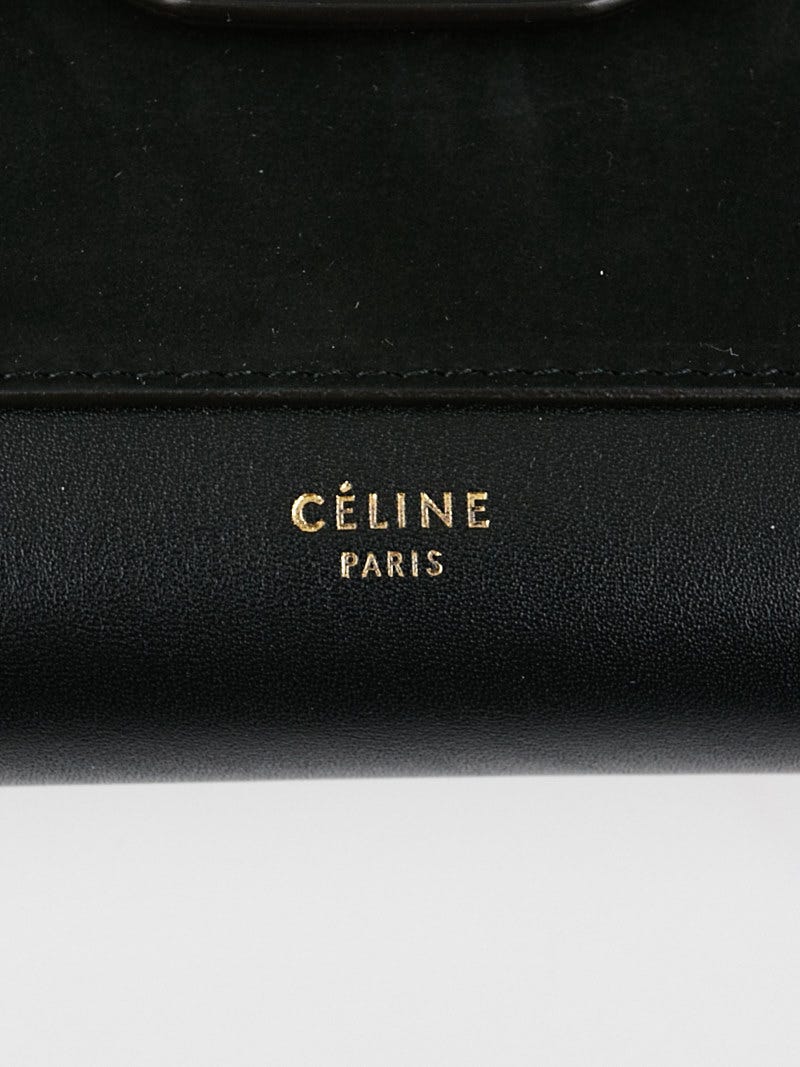 Celine Black Calfskin Leather Large Pocket Flap on Chain Bag