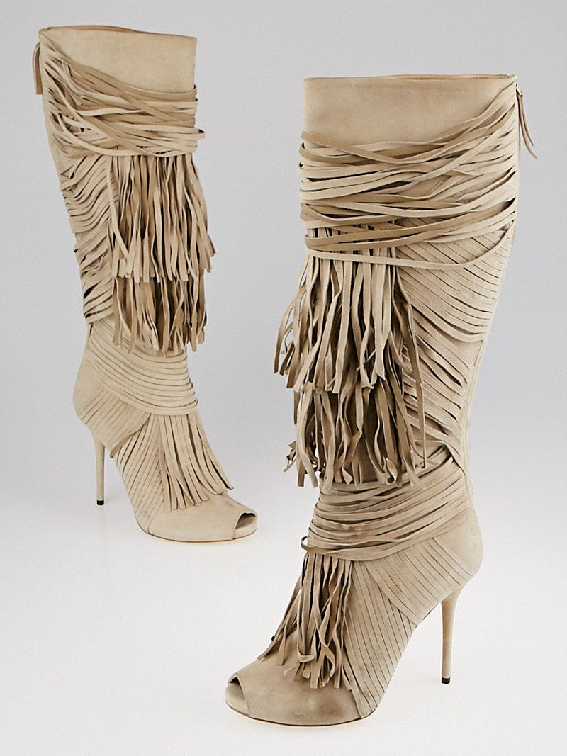 Fringe open toe booties hot sale