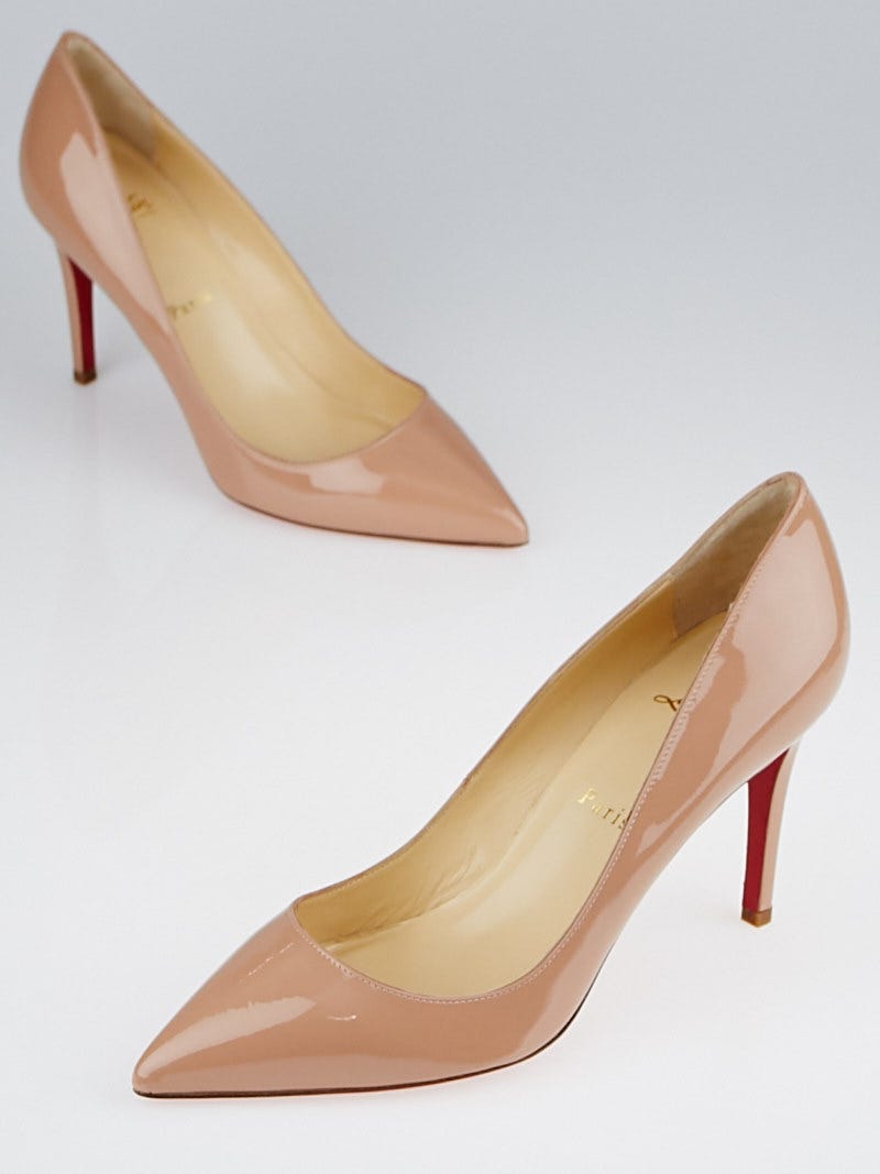 Christian Louboutin Nude Patent Leather Pigalle 85 Pumps Size 7.5