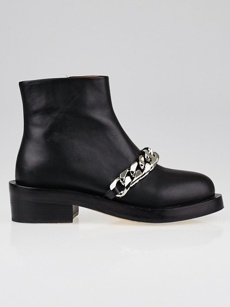 Givenchy Black Leather Laura Chain Ankle Boots Size 4.5 35 Yoogi s Closet