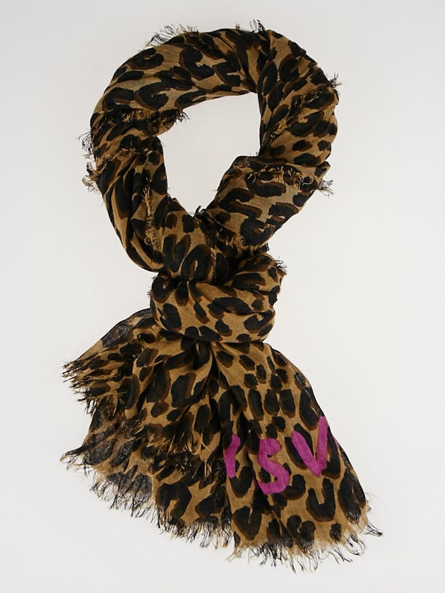Louis Vuitton Brown Cashmere/Silk Stephen Sprouse Leopard Stole Scarf