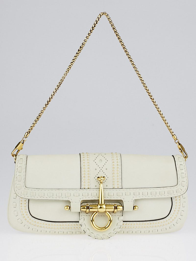 Gucci White Leather Snaffle Bit Evening Bag Yoogi s Closet
