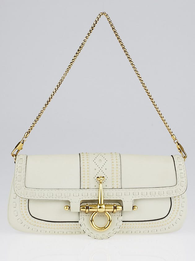 Gucci White Leather Snaffle Bit Evening Bag