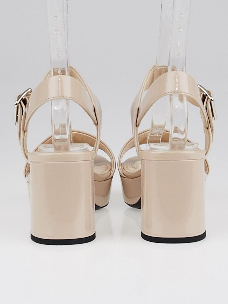 Prada Light Pink Patent Leather Platform Sandals Size 5/35.5