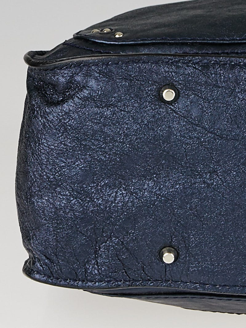 Chloe Metallic Blue Leather Paddington Tote Bag | Yoogi's Closet