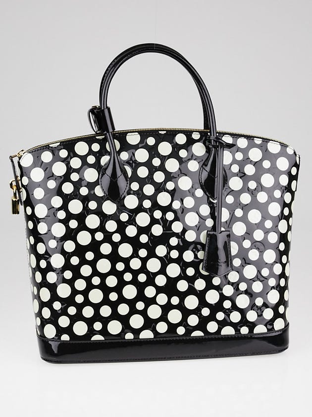 Louis Vuitton Limited Edition Yayoi Kusama Black Monogram Vernis Dots Lockit MM Bag