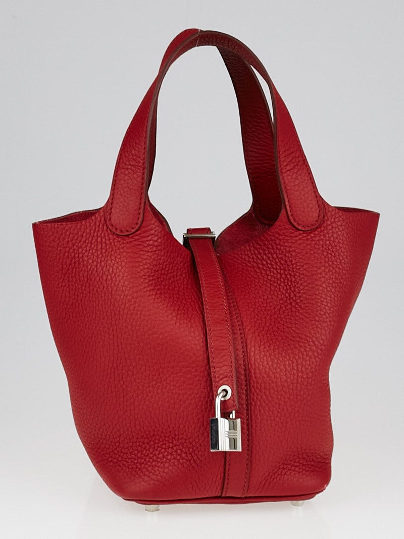 Hermes Picotin Lock bag PM Rouge grenat Clemence leather Silver hardware