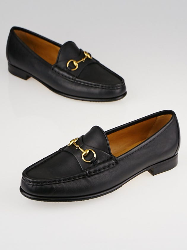 Gucci Black Leather Horsebit Loafers Size 7.5/38