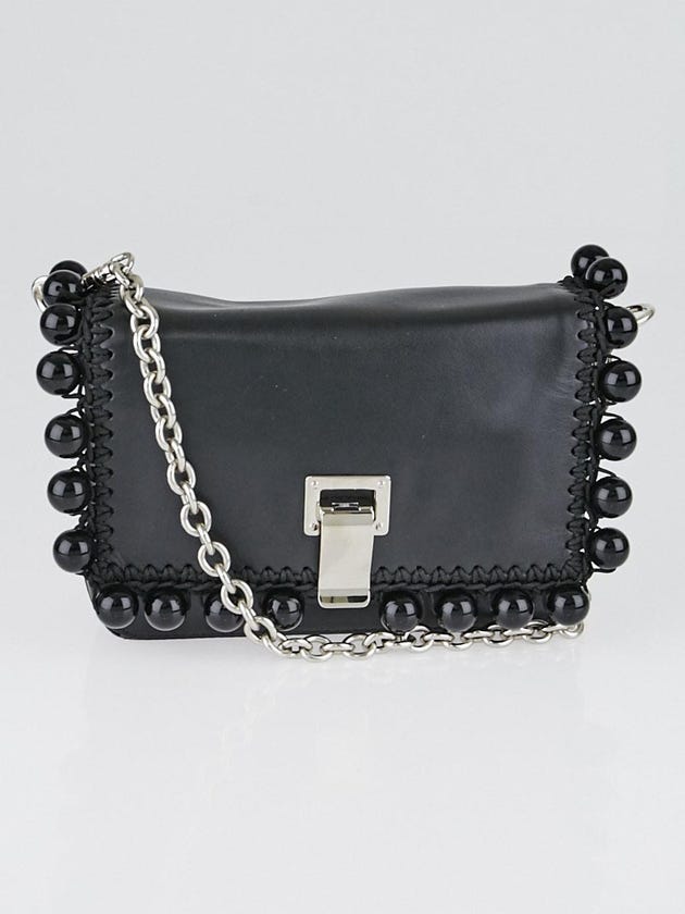 Proenza Schouler Black Leather Pom Pom Extra Small Courier Bag