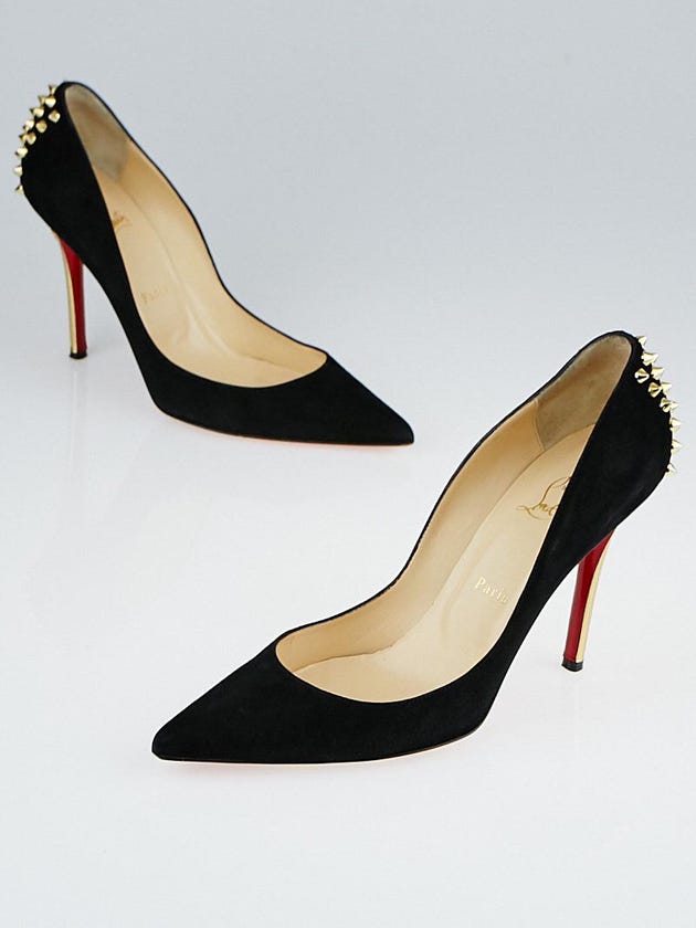 Christian Louboutin Black Suede Spiked-Heel Zappa Pumps Size 9.5/40