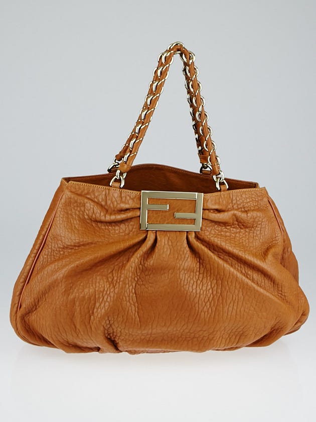 Fendi Brown Leather Mia Agnello Bag 8BR616