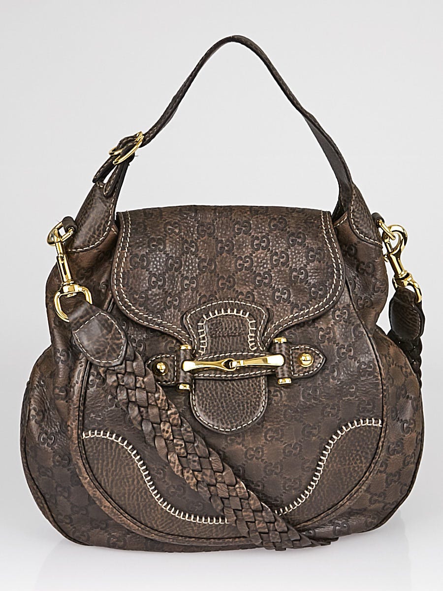 Gucci Dark Brown Guccissima Leather New Pelham Large Shoulder Bag