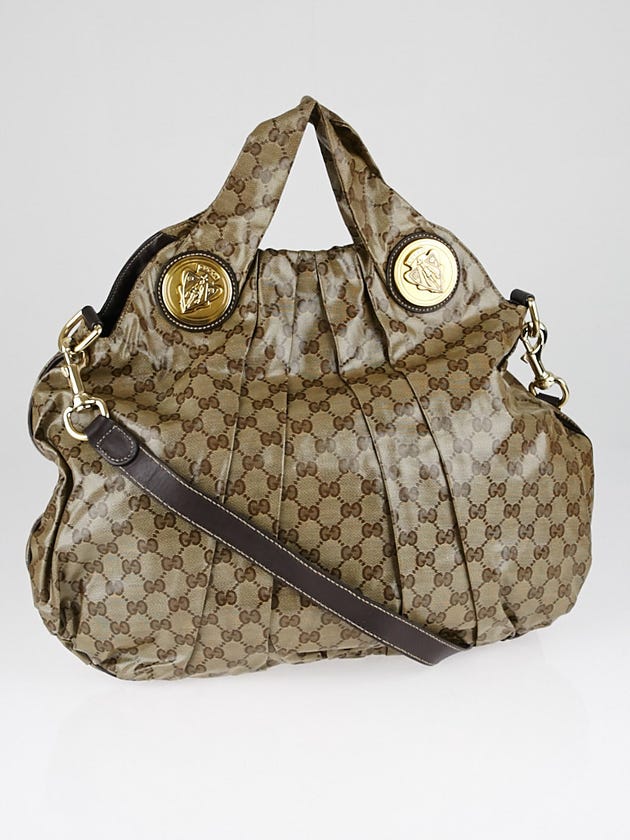 Gucci Beige/Ebony GG Crystal Coated Canvas Large Hysteria Top Handle Bag