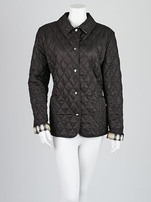 Burberry Blue Diamond Quilted Polyester Jacket Size L