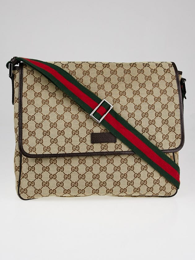 Gucci Beige/Ebony GG Canvas Medium Messenger Bag