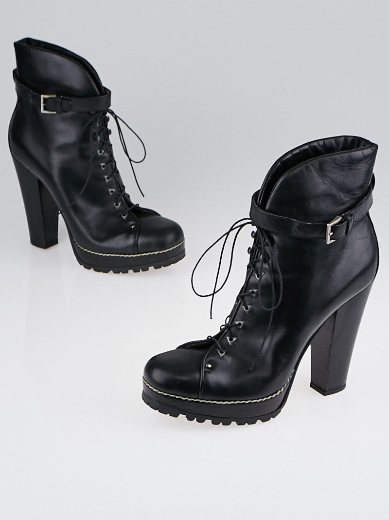 Ala a Black Leather Lace Up Ankle Boots Size 8.5 39 Yoogi s Closet