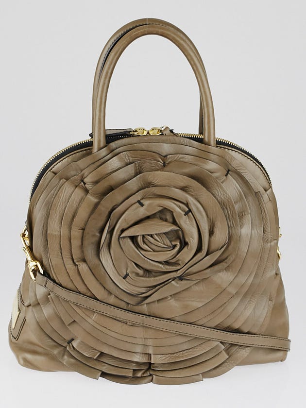 Valentino Taupe Nappa Leather Petale Dome Bag