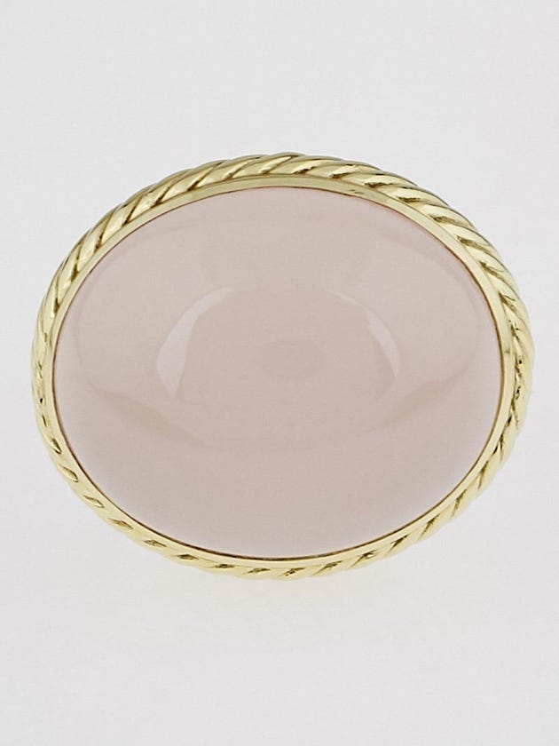 David Yurman Rose Quartz Sterling Silver and 18k Gold Ring Size 7.5