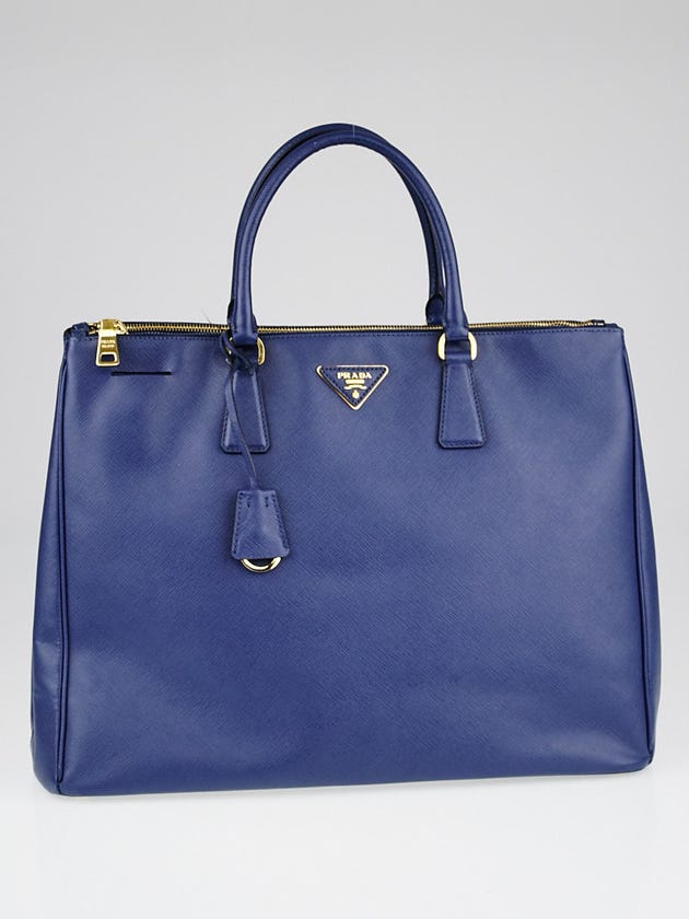 Prada Bluette Saffiano Lux Leather Double Zip Executive Tote Bag BN1802